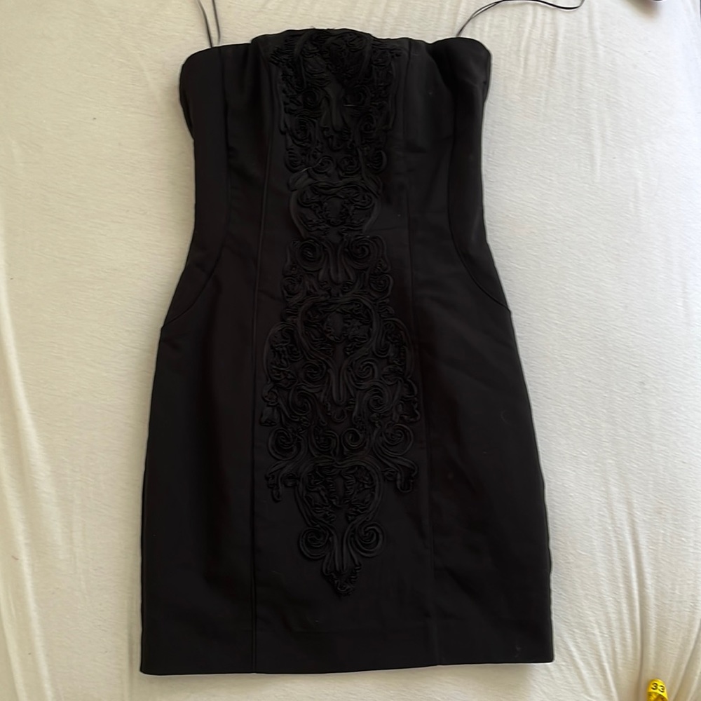 Black strapless dress with middle ornate detail